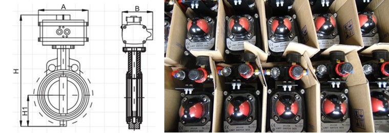 Pneumatic actuated stainless steel butterfly valve with solenoid switchbox